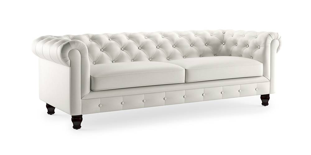 Winchester Half Leather Sofa (White Italian Leather)